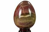 Colorful, Polished Petrified Wood Egg - Triassic #133899-1